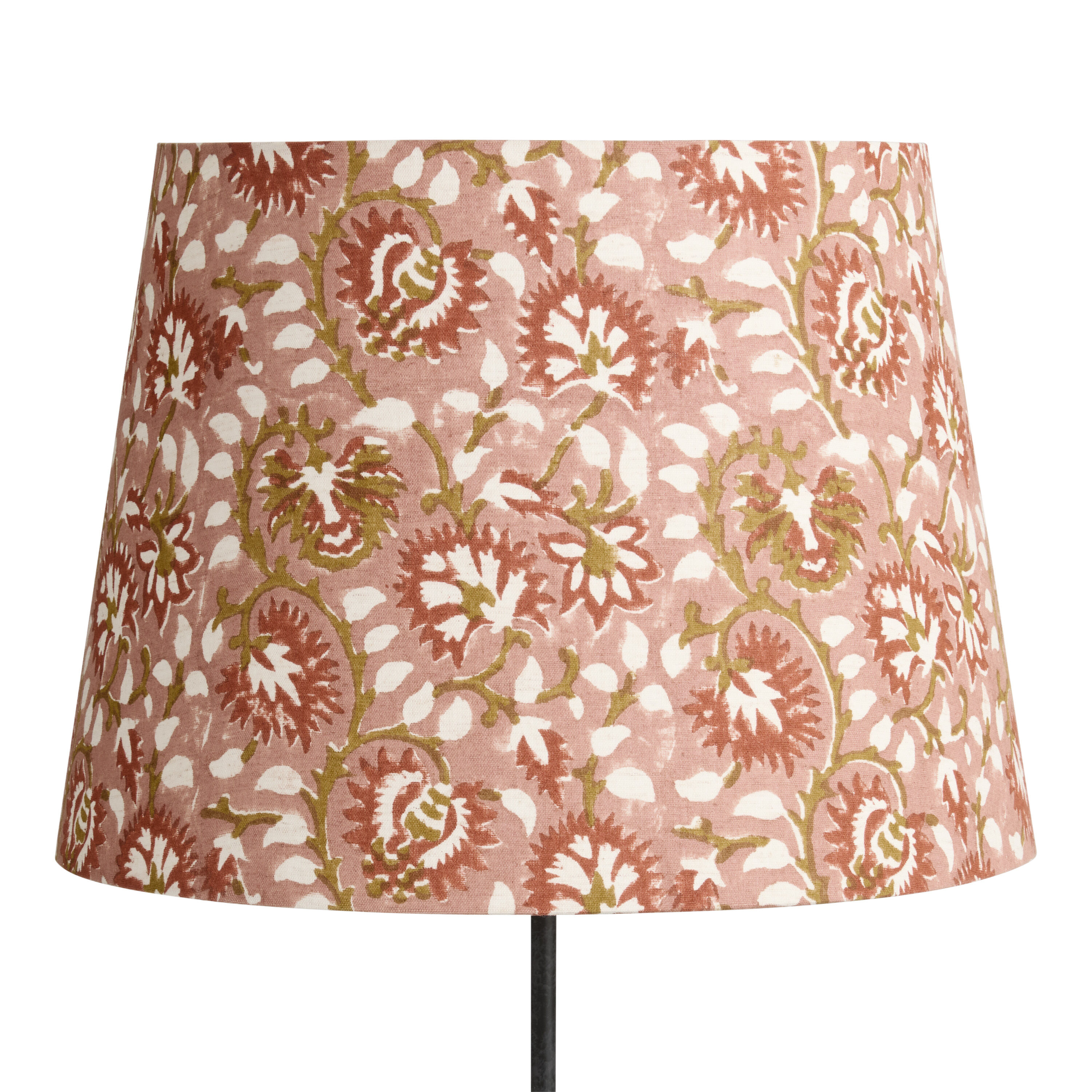 Pink Cotton Floral Block Print Table Lamp Shade image number 0