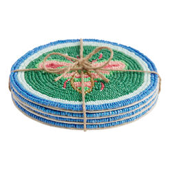 Green And Blue Beaded Bug Coasters 4 Pack