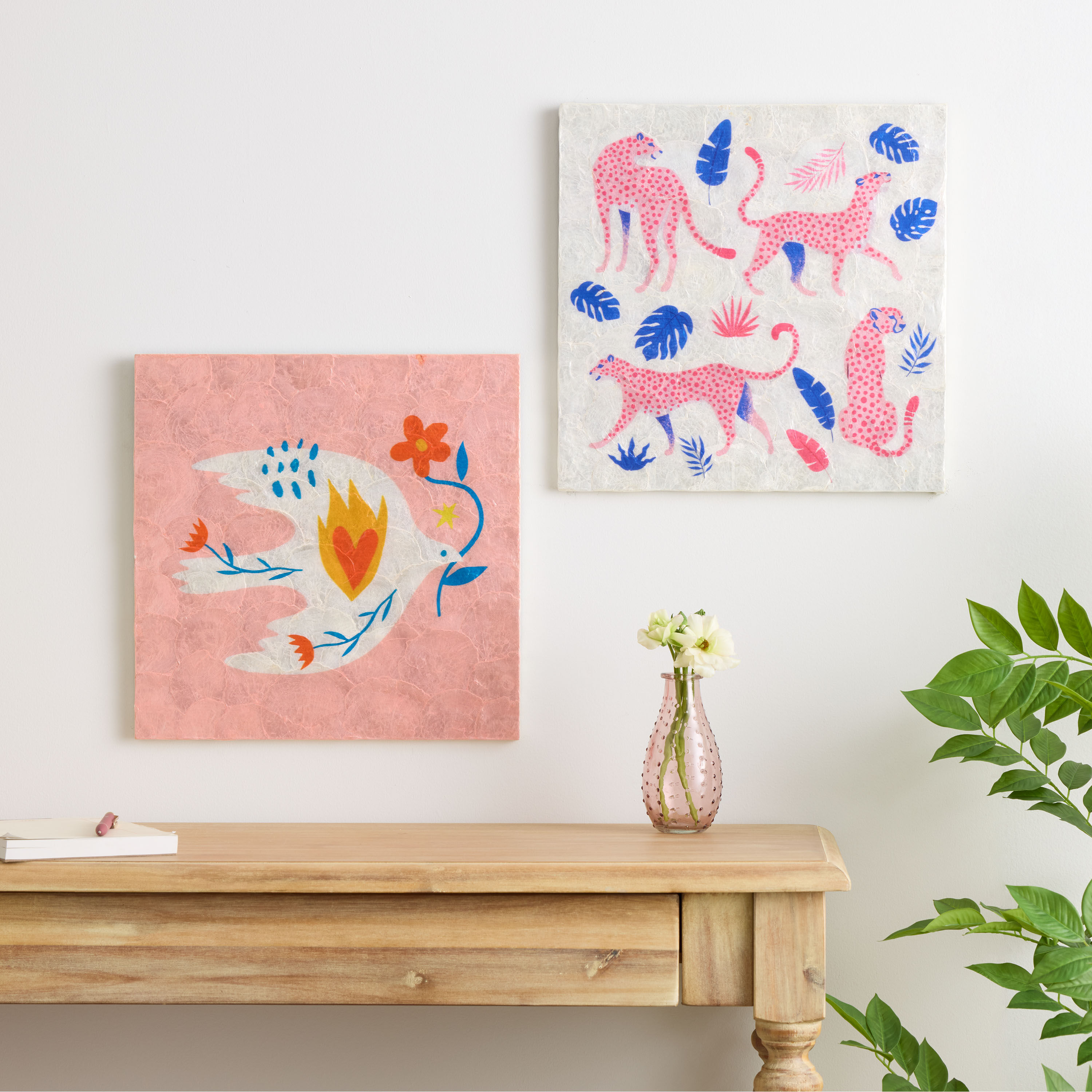 Capiz Jaguar Hand Layered Printed Tile Wall Decor image number 1