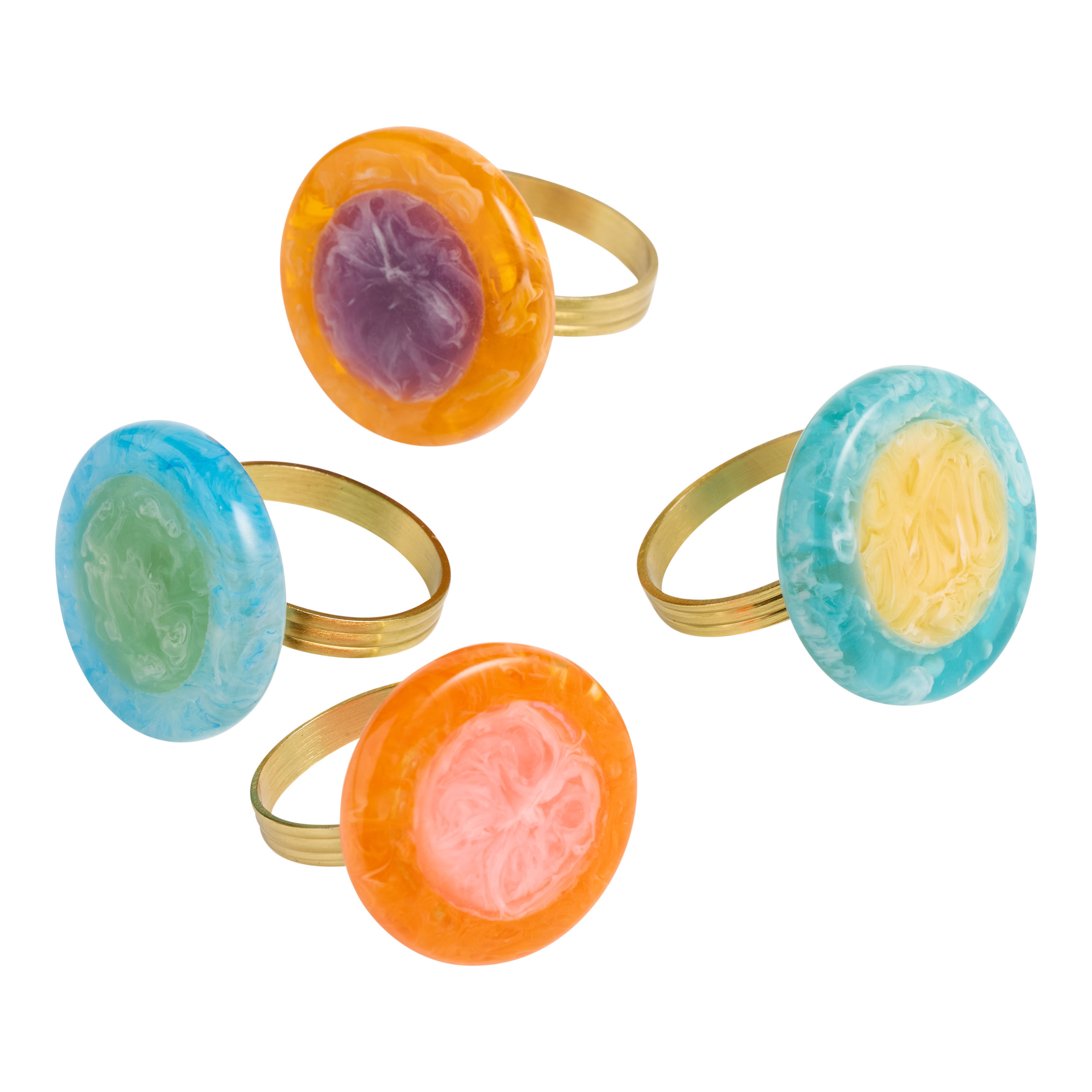 Color Pop Gold Metal and Resin Napkin Rings 4 Pack image number 1