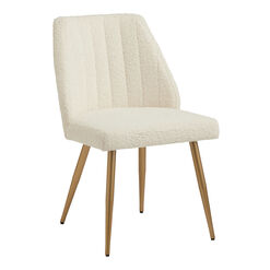 Leilani Ivory Faux Sherpa Channel Back Dining Chair Set of 2