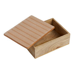 Wood Storage Box With Terracotta Lid