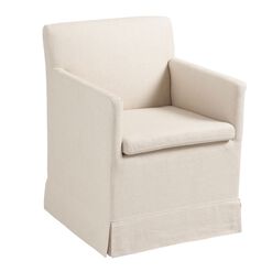 Elena Linen Upholstered Rolling Dining Armchair