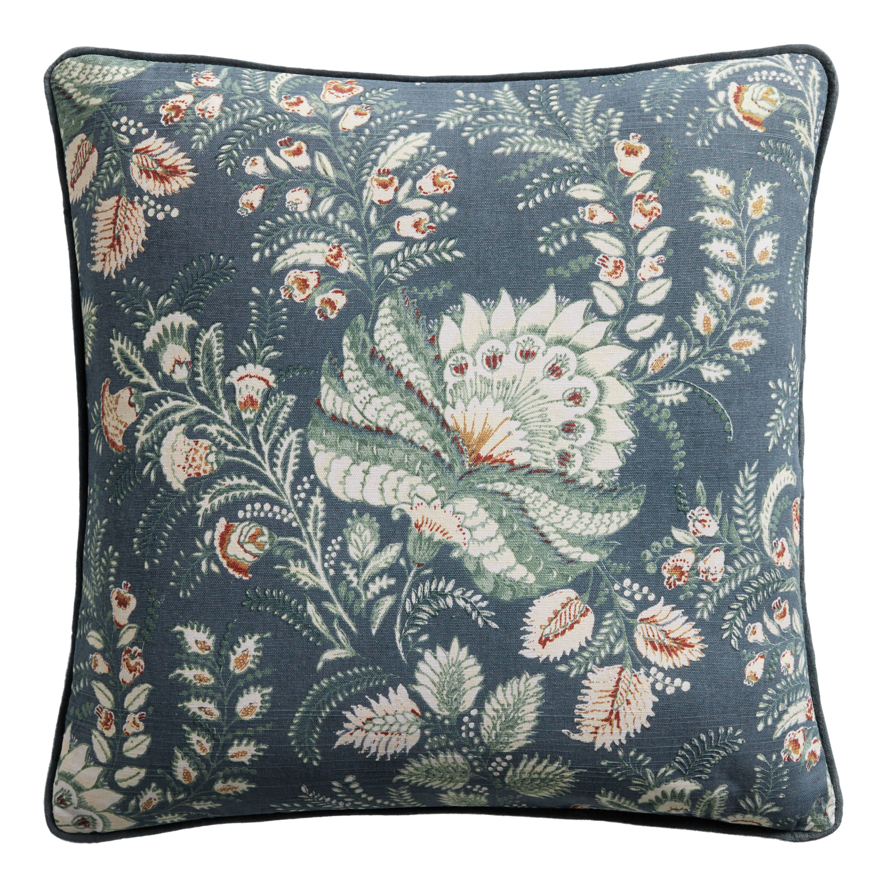 Teal Blue Jacobean Floral Throw Pillow World Market