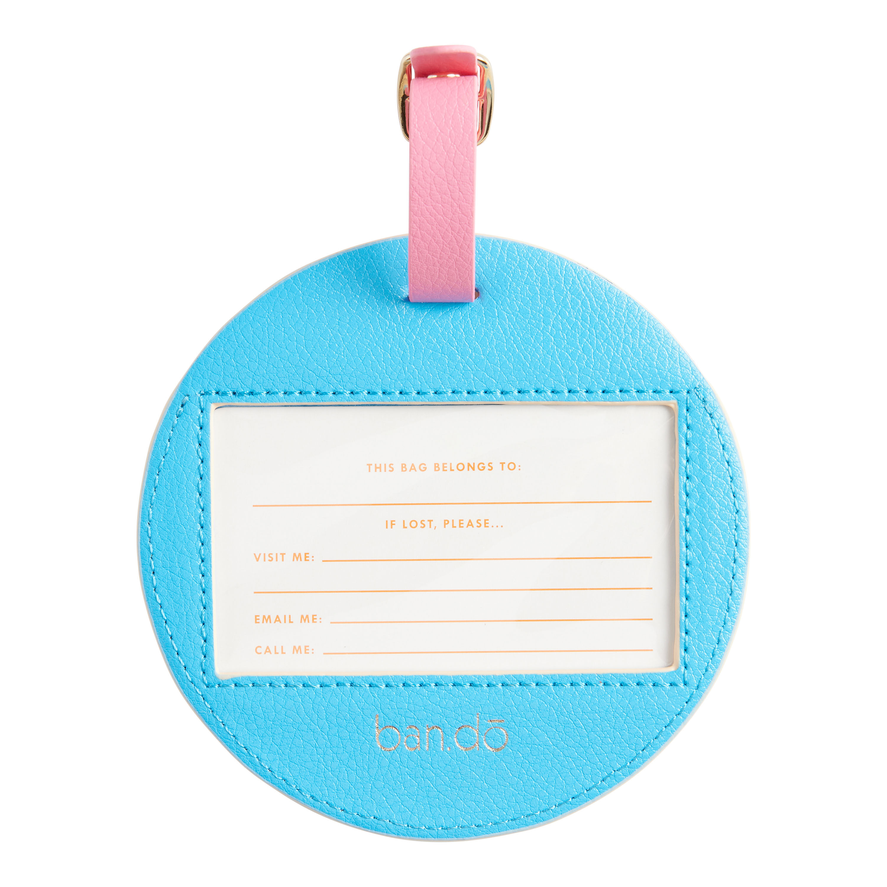 Ivory and Pink Leatherette Smile Luggage Tag