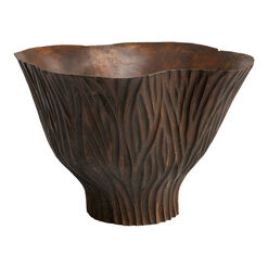 CRAFT Black Teak Wood Ruffled Bowl