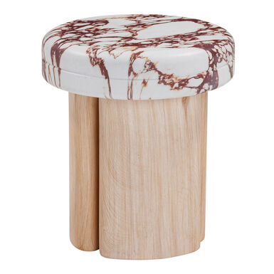 Cassandra Round Faux Red Marble and Wood Side Table Cassandra Round Faux Red Marble and Wood Side Table