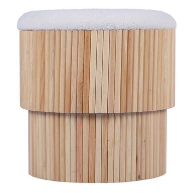 Teo Round Wood Slat Tiered Storage Ottoman Teo Round Wood Slat Tiered Storage Ottoman