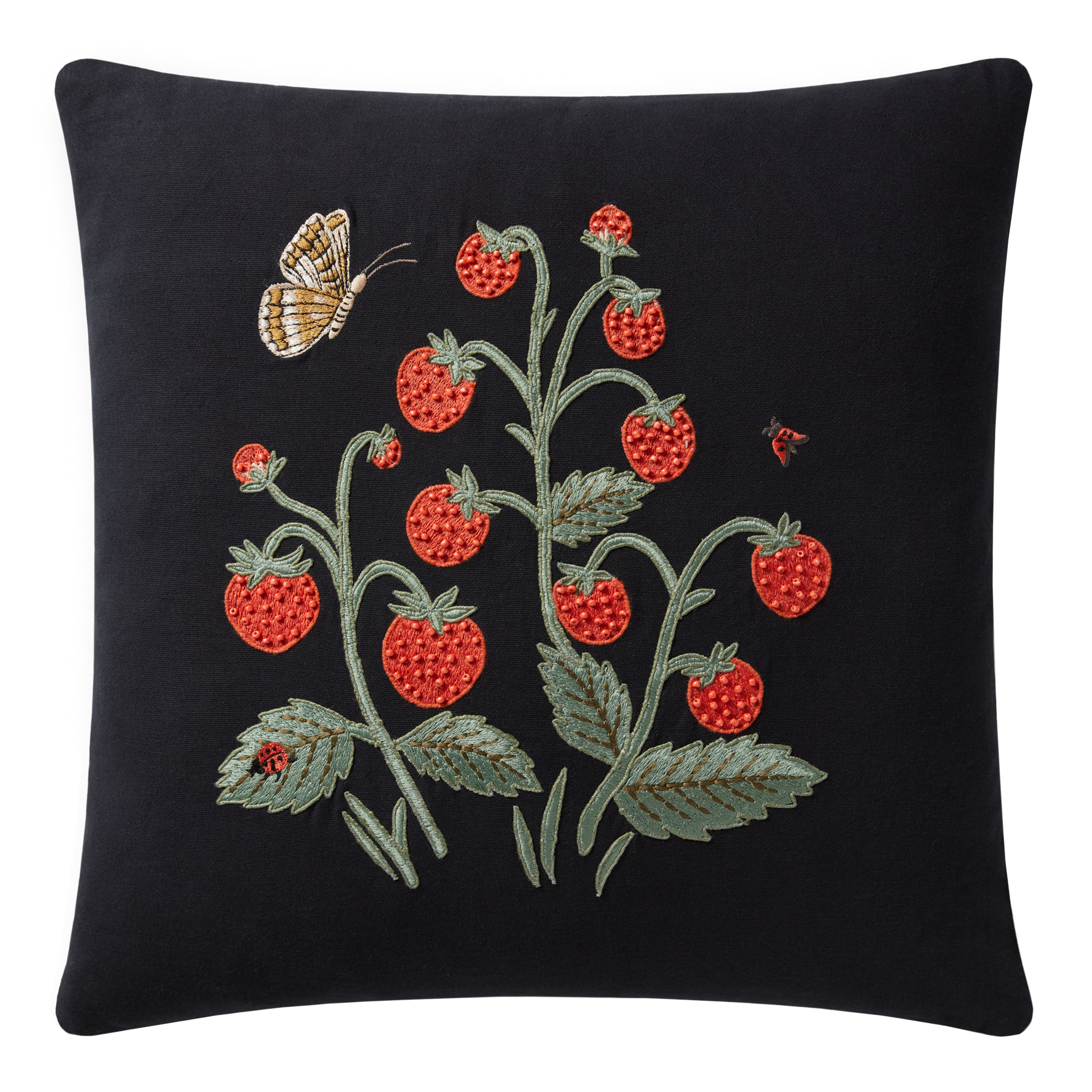 Rifle Paper Co. Black Strawberries Throw Pillow image number 0