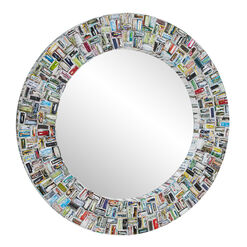 Round Recycled Magazine Mosaic Wall Mirror