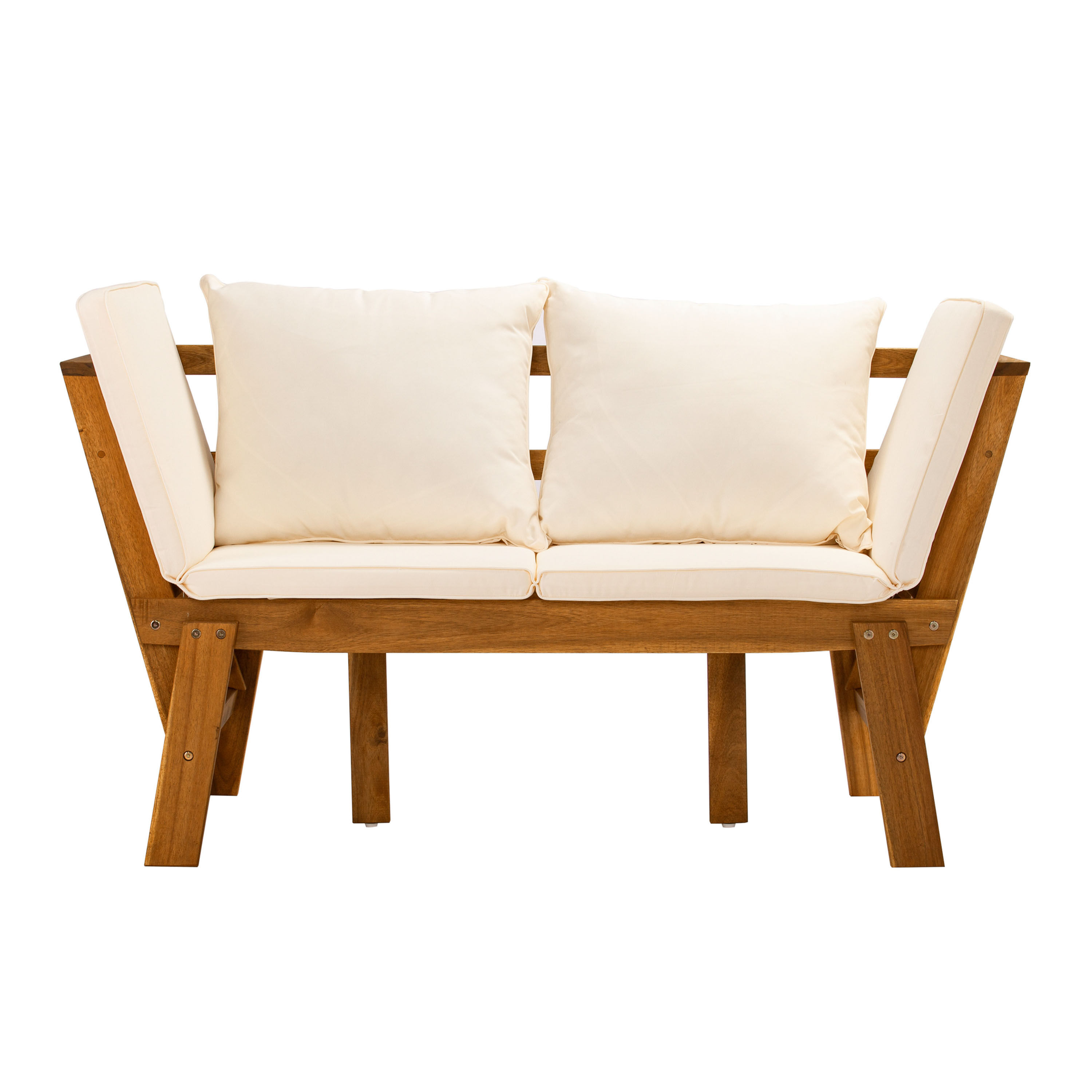 Vallarta Acacia Wood Convertible Outdoor Loveseat World Market