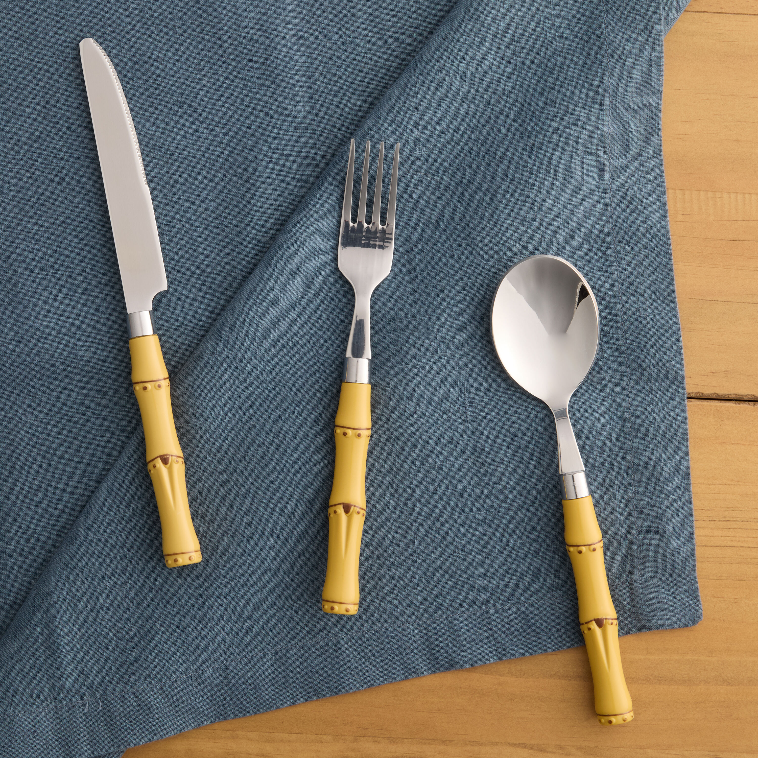 Faux Bamboo Stainless Steel Dinner Fork Set of 2 image number 1