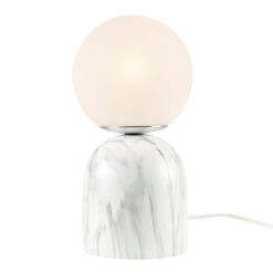 Annette White Marbled Resin and Glass Globe Accent Lamp