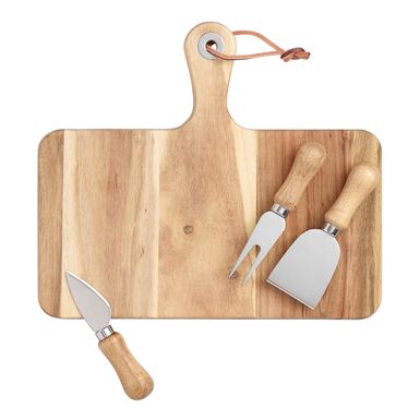 Acacia Wood Cutting Board and Cheese Knives 4 Piece Set Acacia Wood Cutting Board and Cheese Knives 4 Piece Set