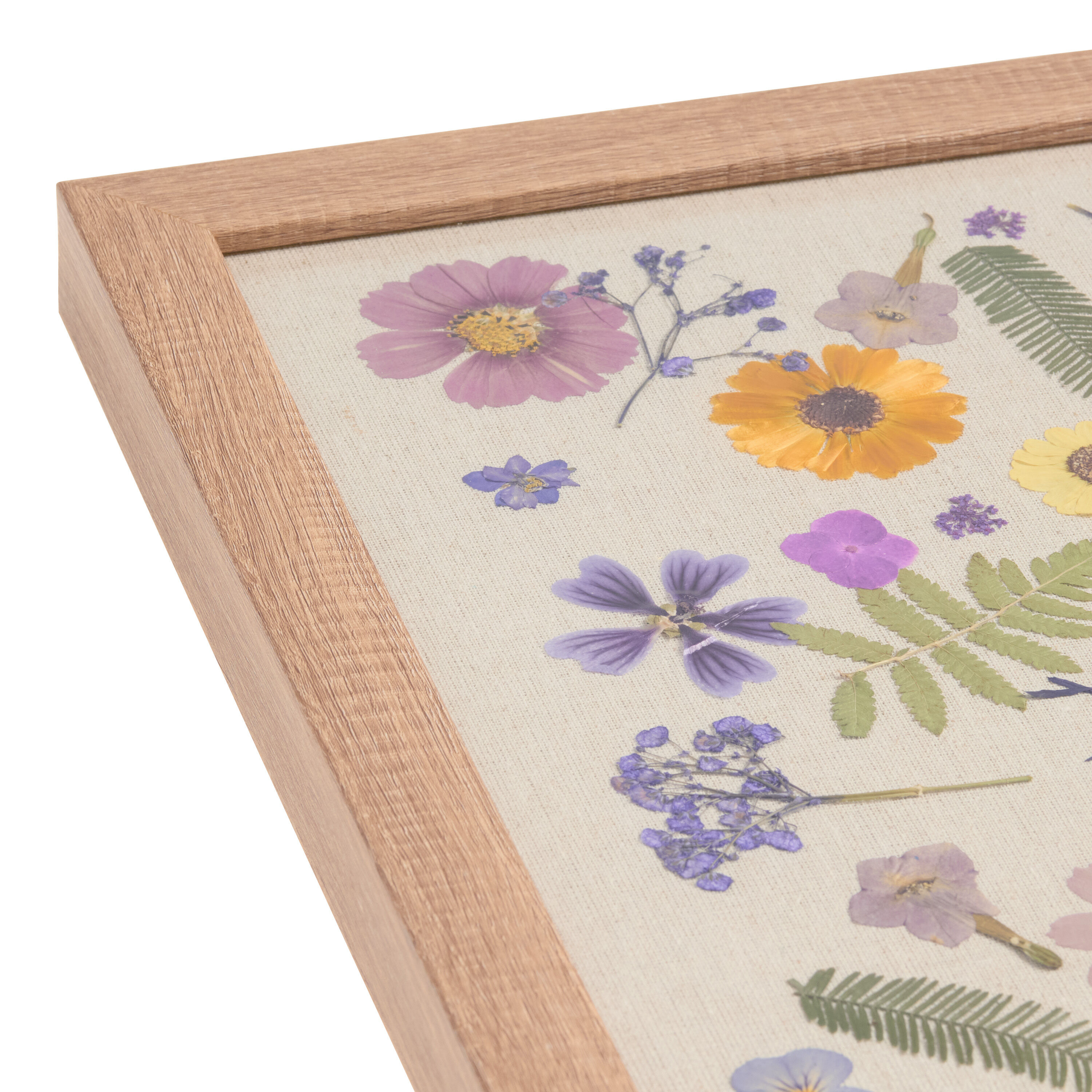 Purple and Gold Pressed Flower Linen Framed Wall Art image number 2