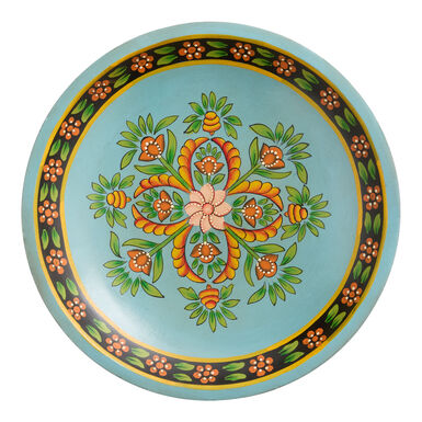 CRAFT Blue Hand Painted Reclaimed Wood Parat Bowl CRAFT Blue Hand Painted Reclaimed Wood Parat Bowl