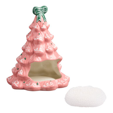 Pink Ceramic Christmas Tree Figural Sponge Holder with Scourer Pink Ceramic Christmas Tree Figural Sponge Holder with Scourer