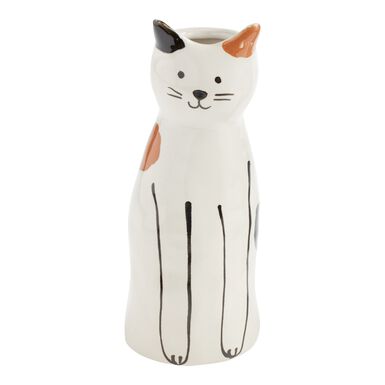 White Multicolor Ceramic Cat Vase White Multicolor Ceramic Cat Vase