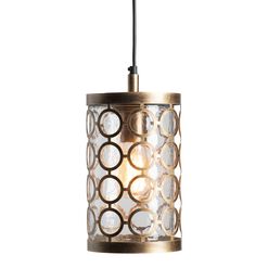 Glass and Brass Moroccan Style Circle Pendant Lamp