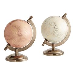 Mini Ivory And Blush Globes With Brass Stands Set Of 2