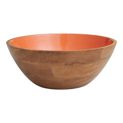 Large Orange Enamel Wood Bowl