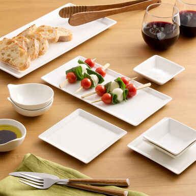 Square White Porcelain Tasting Plate Set of 2 Square White Porcelain Tasting Plate Set of 2