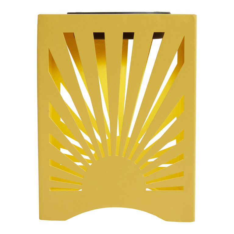 Square Punched Metal Sunburst Solar LED Table Lamp image number 1