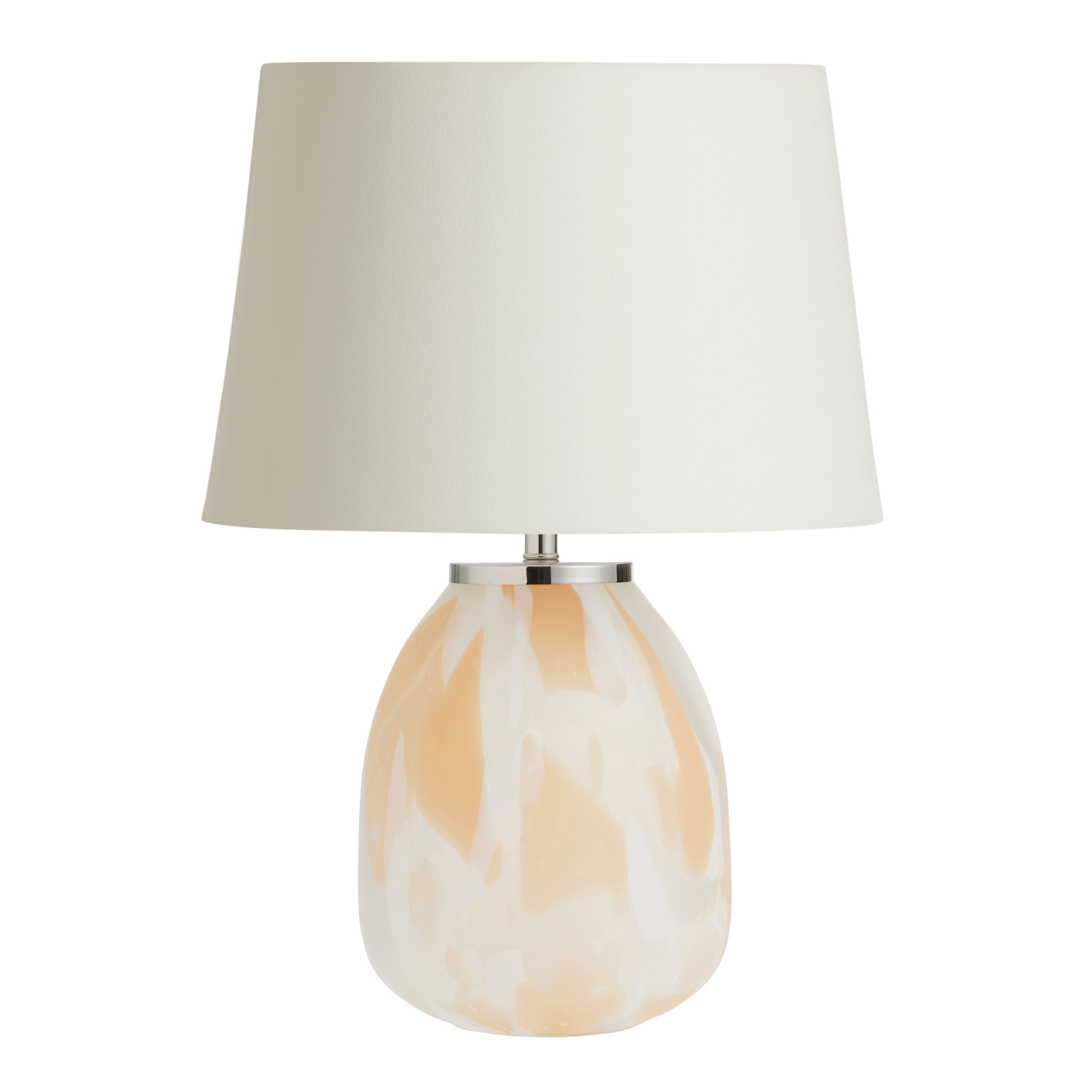 Issey Peach and White Blown Art Glass Table Lamp Base