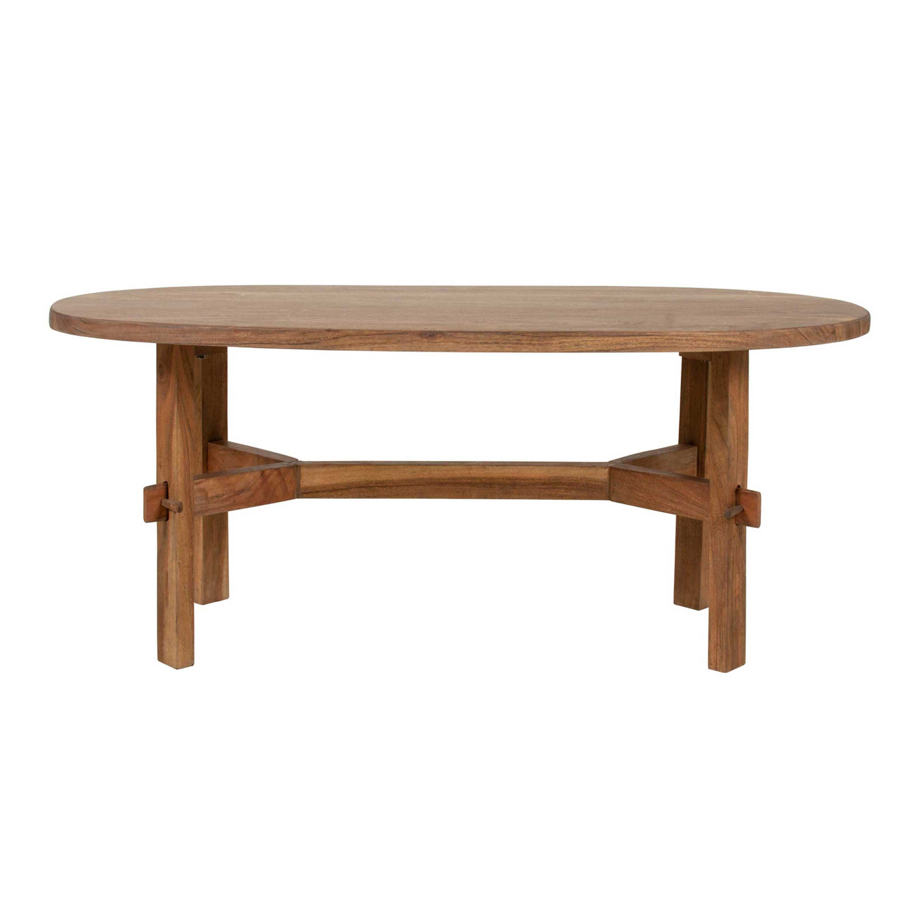 Otto Oval Acacia Wood X Trestle Coffee Table image number 2
