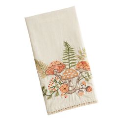 Embroidered Wildflower and Mushroom Kitchen Towel