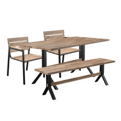 Kiev Slatted Wood and Metal 4 Piece Outdoor Dining Set