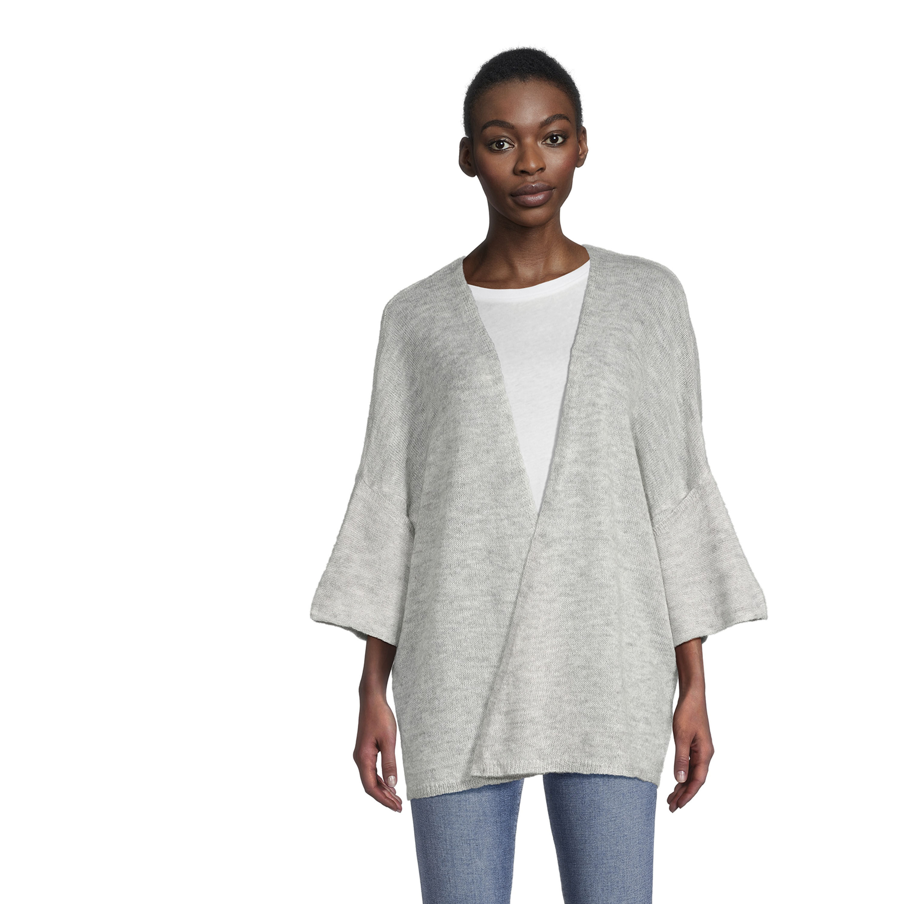 Feyra Marled Gray Recycled Yarn Cardigan