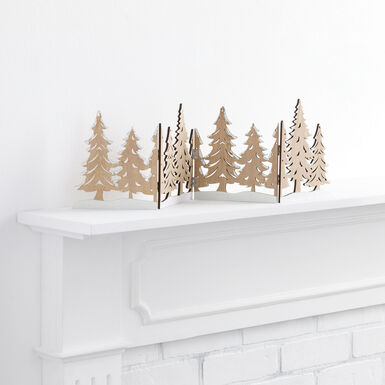 Laser Cut Wood Winter Trees Folding Panel Decor Laser Cut Wood Winter Trees Folding Panel Decor