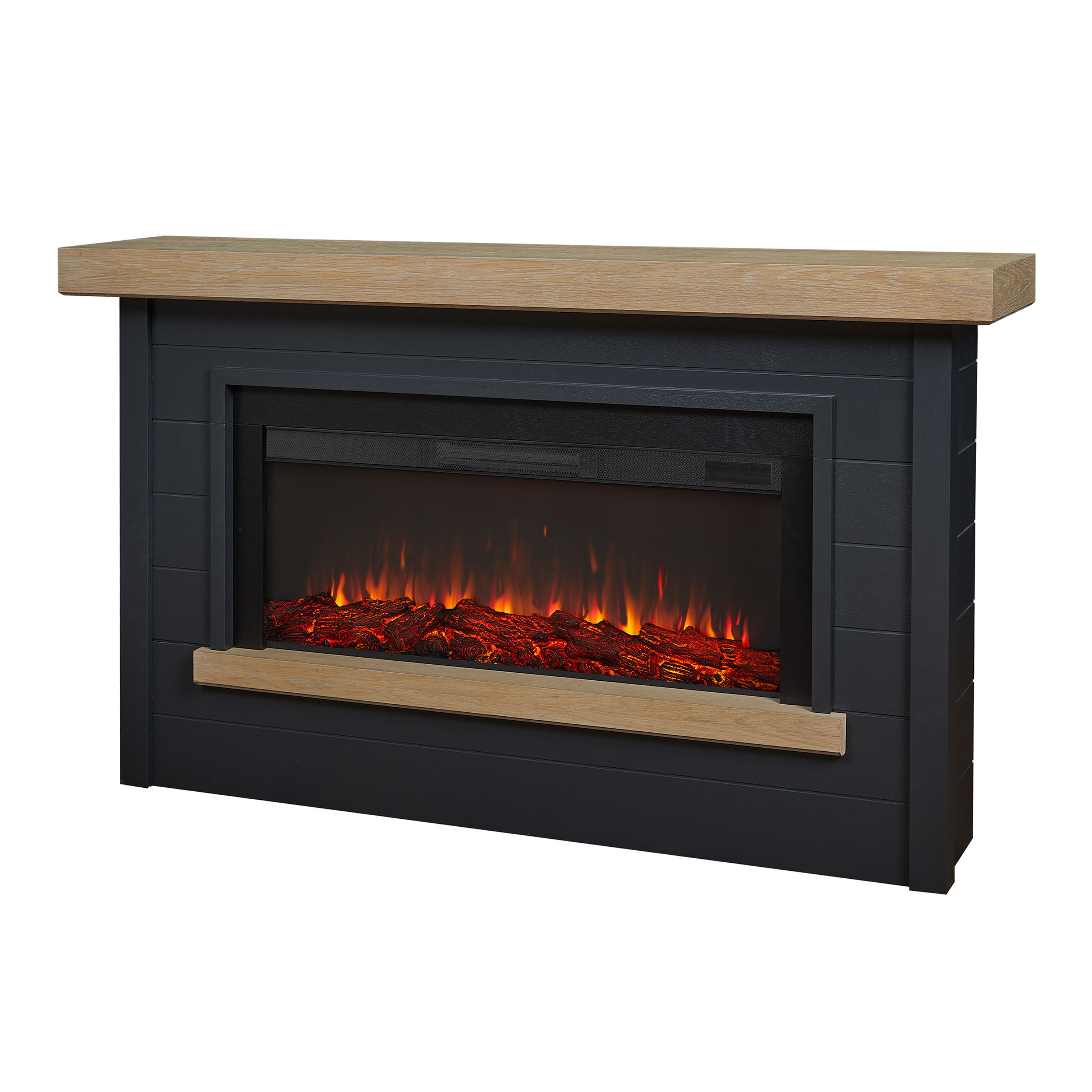 Whitall Wood Shiplap Electric Fireplace Mantel