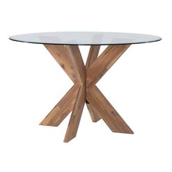 Kent Round Acacia Wood and Glass Top Dining Table