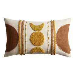 Ivory and Gold Tufted Celestial Lumbar Pillow