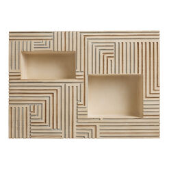 Wood Geo Panel Wall Decor with Cutout Shelves