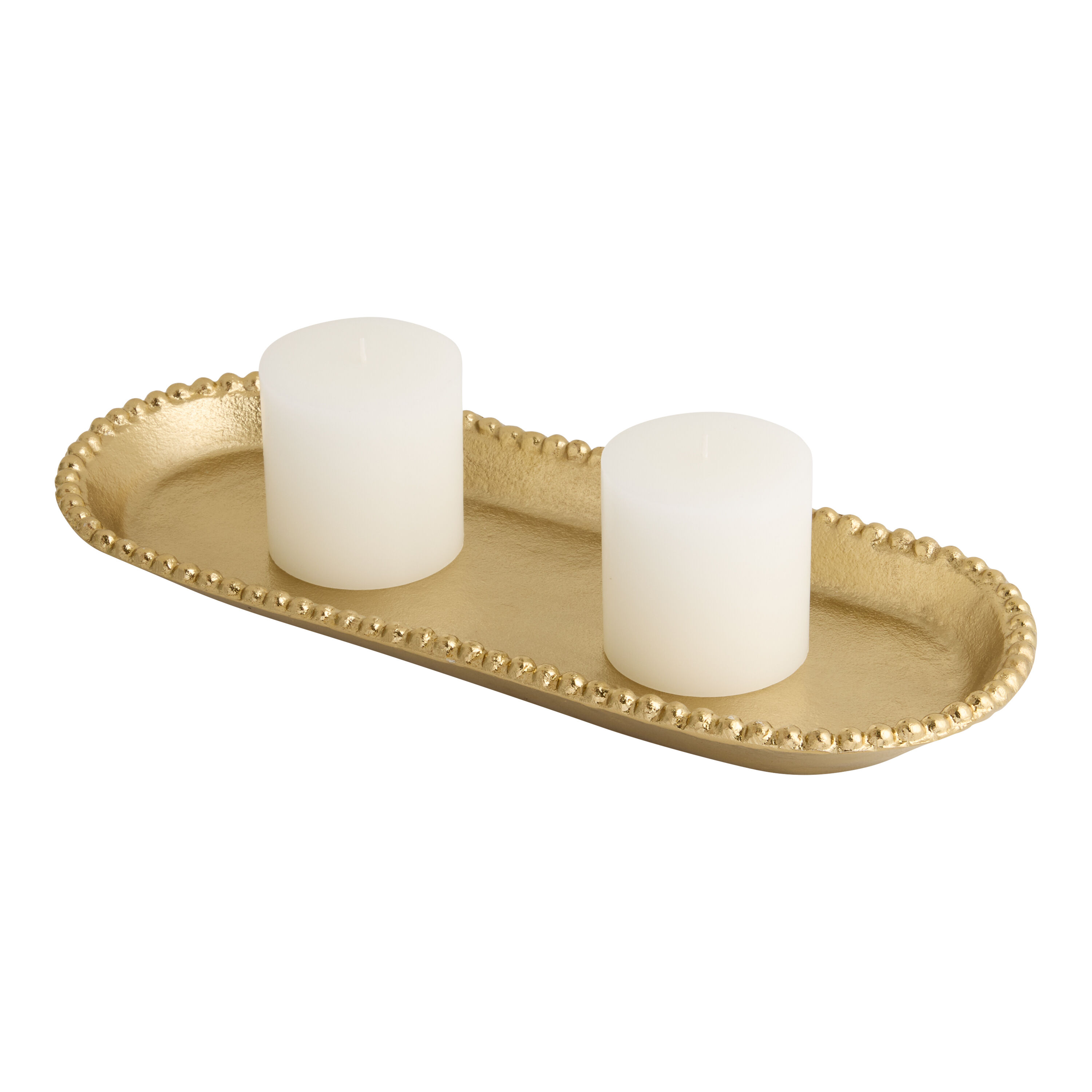 Gold Hammered Metal Candle Tray image number 1