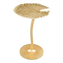 Garfield Gold Metal Lily Leaf Side Table