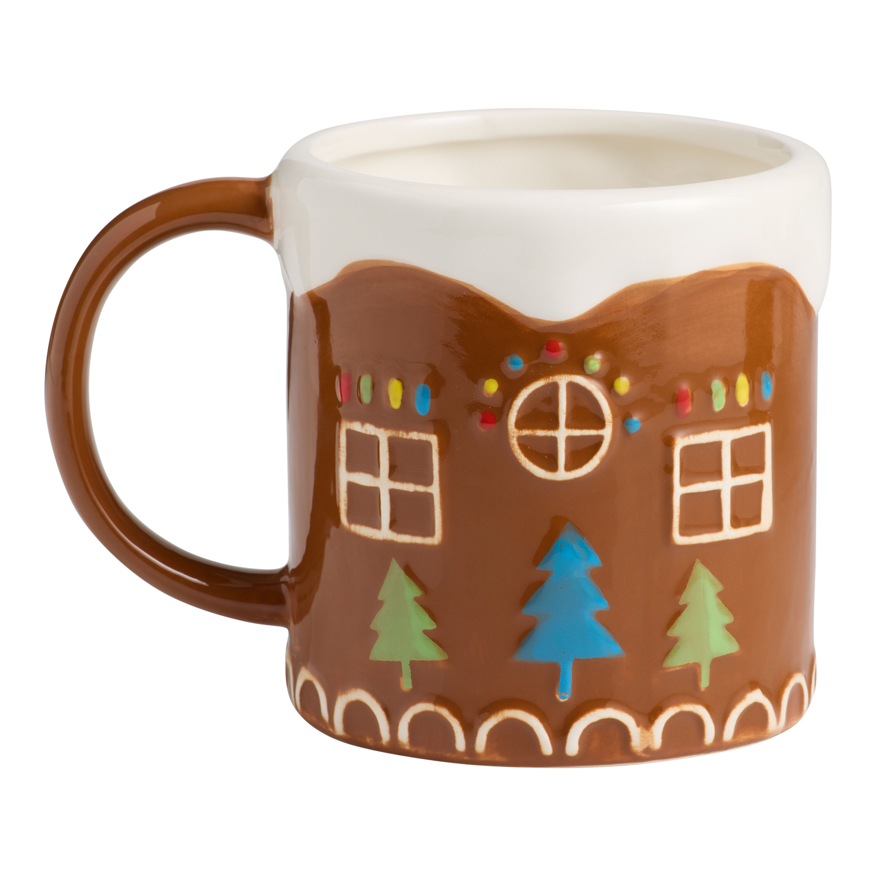Multicolor Gingerbread House Hand Painted Figural Ceramic Mug image number 1