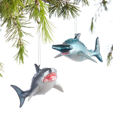 Glass Shark Ornaments Set Of 2 Glass Shark Ornaments Set Of 2