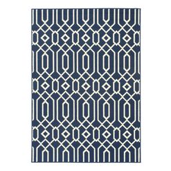 Cortes Navy Blue and White Geometric Indoor Outdoor Rug