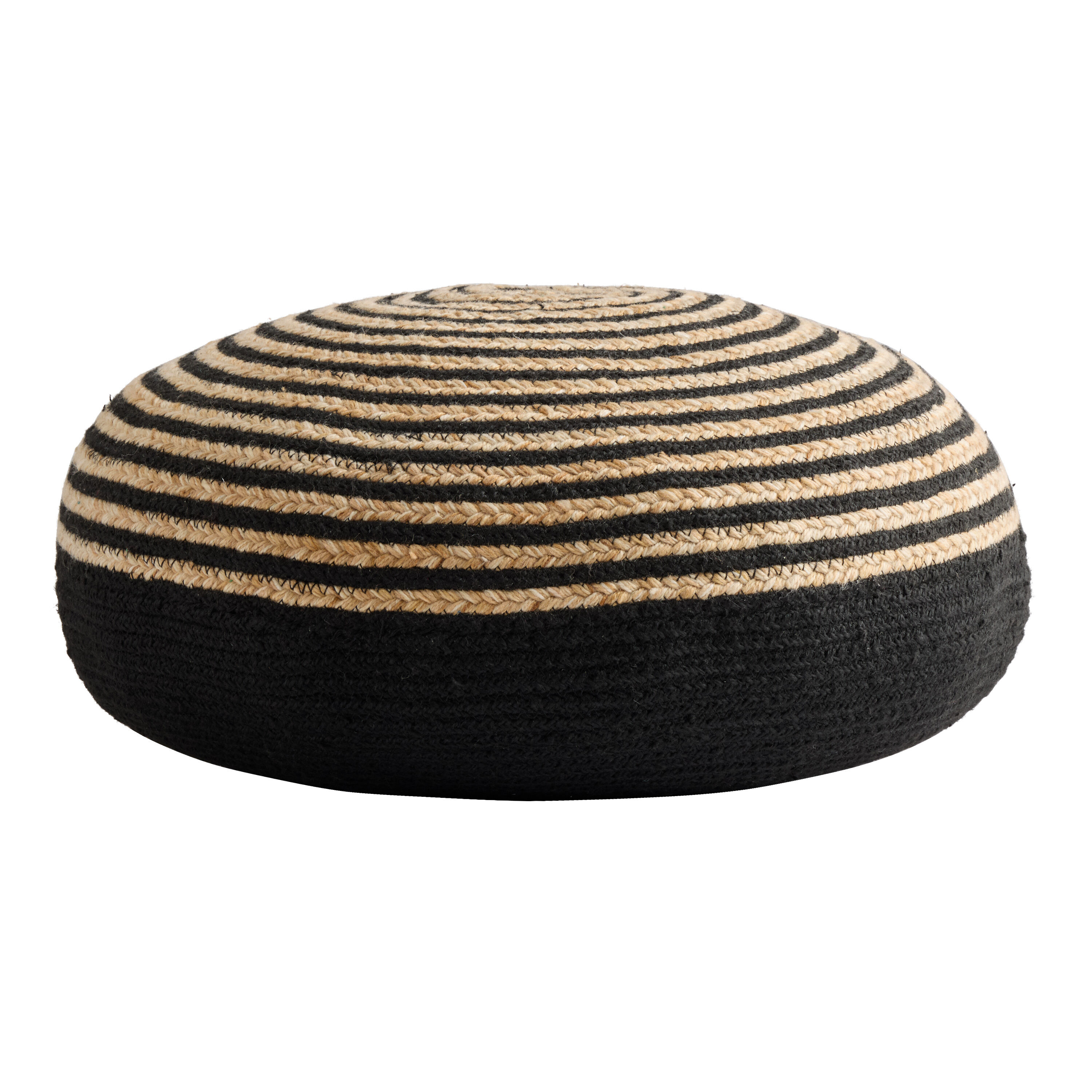 Round Black Jute Braided Spiral Indoor Outdoor Floor Cushion image number 1