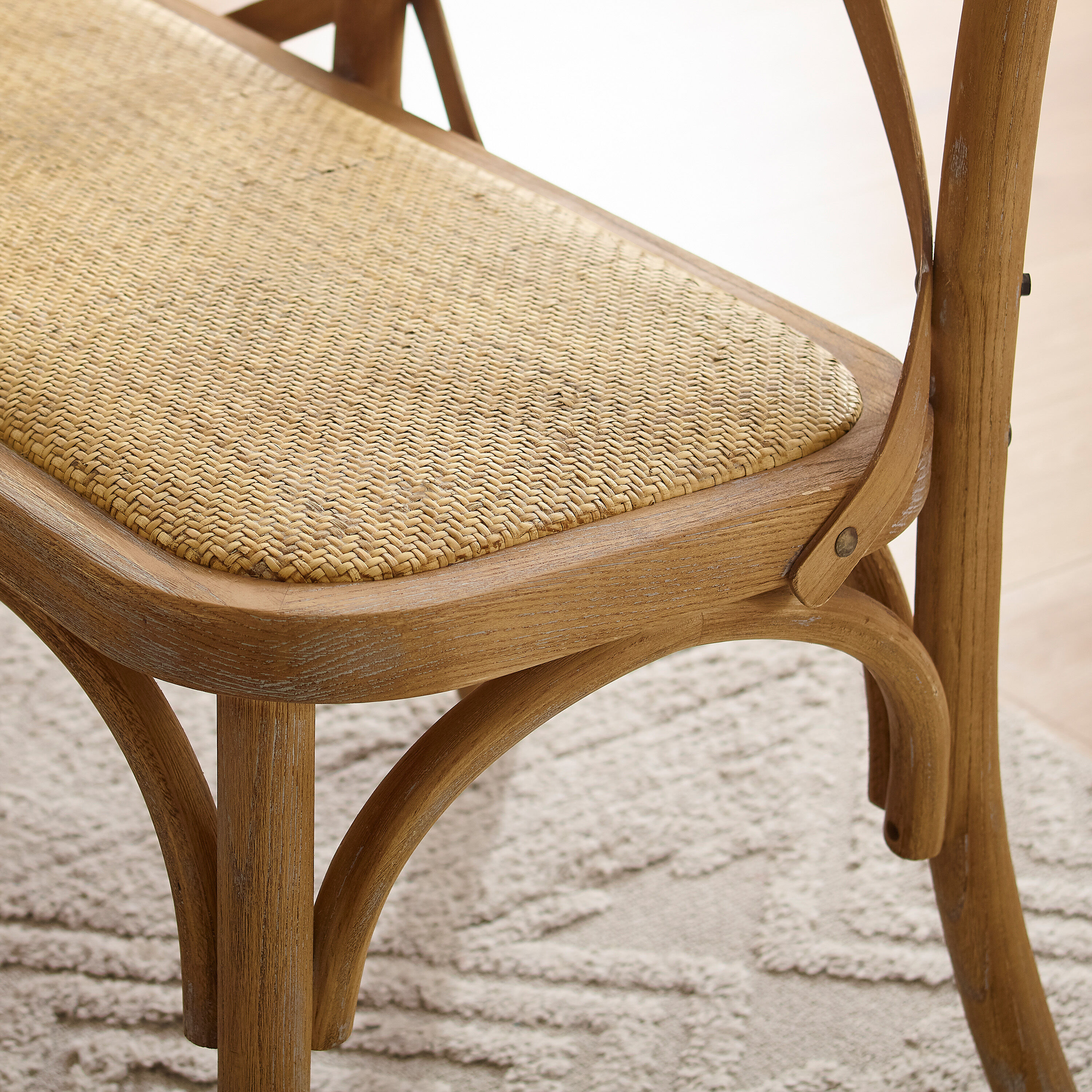 Rattan bench with back outlet