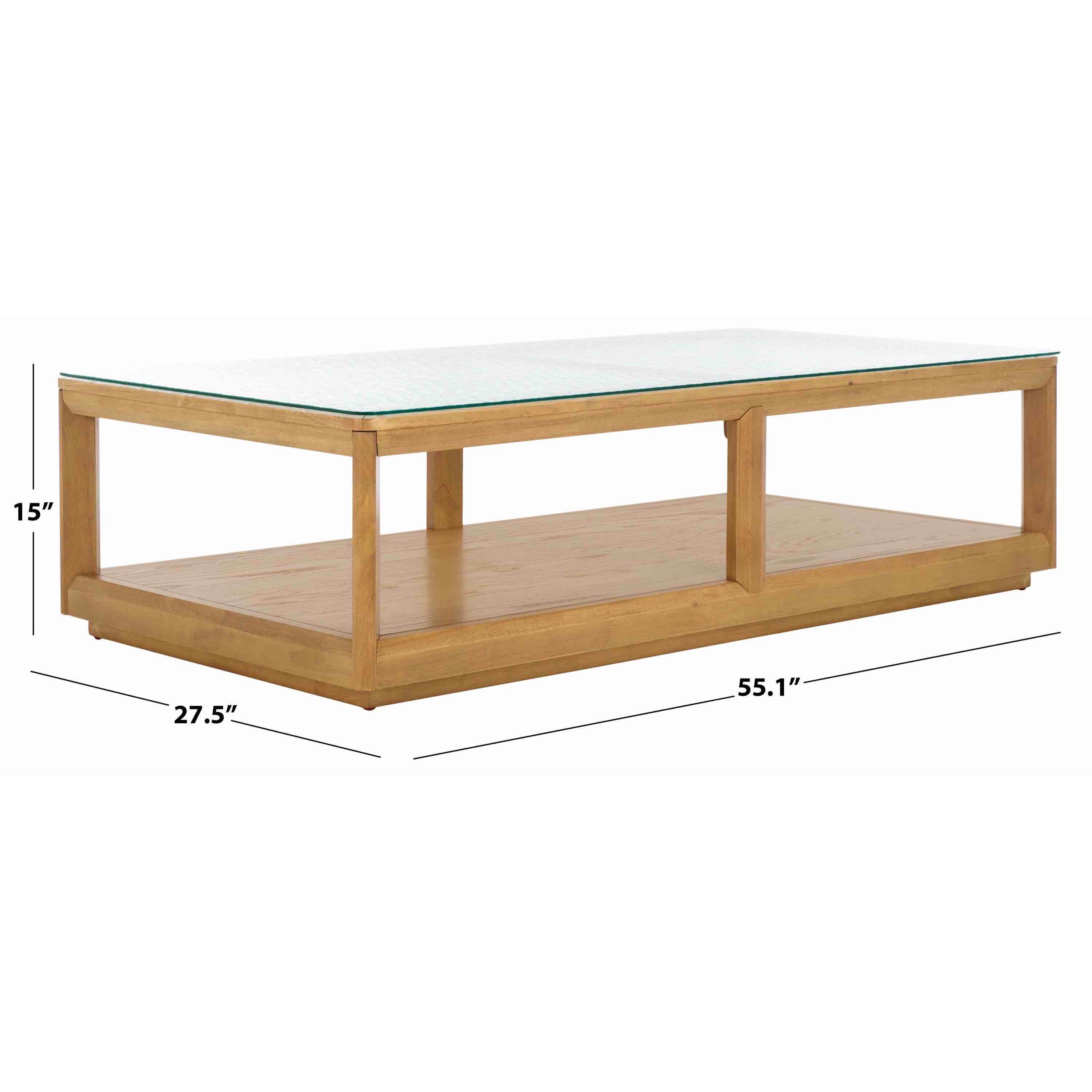 Ruby Wood and Glass Top Coffee Table with Shelf image number 6