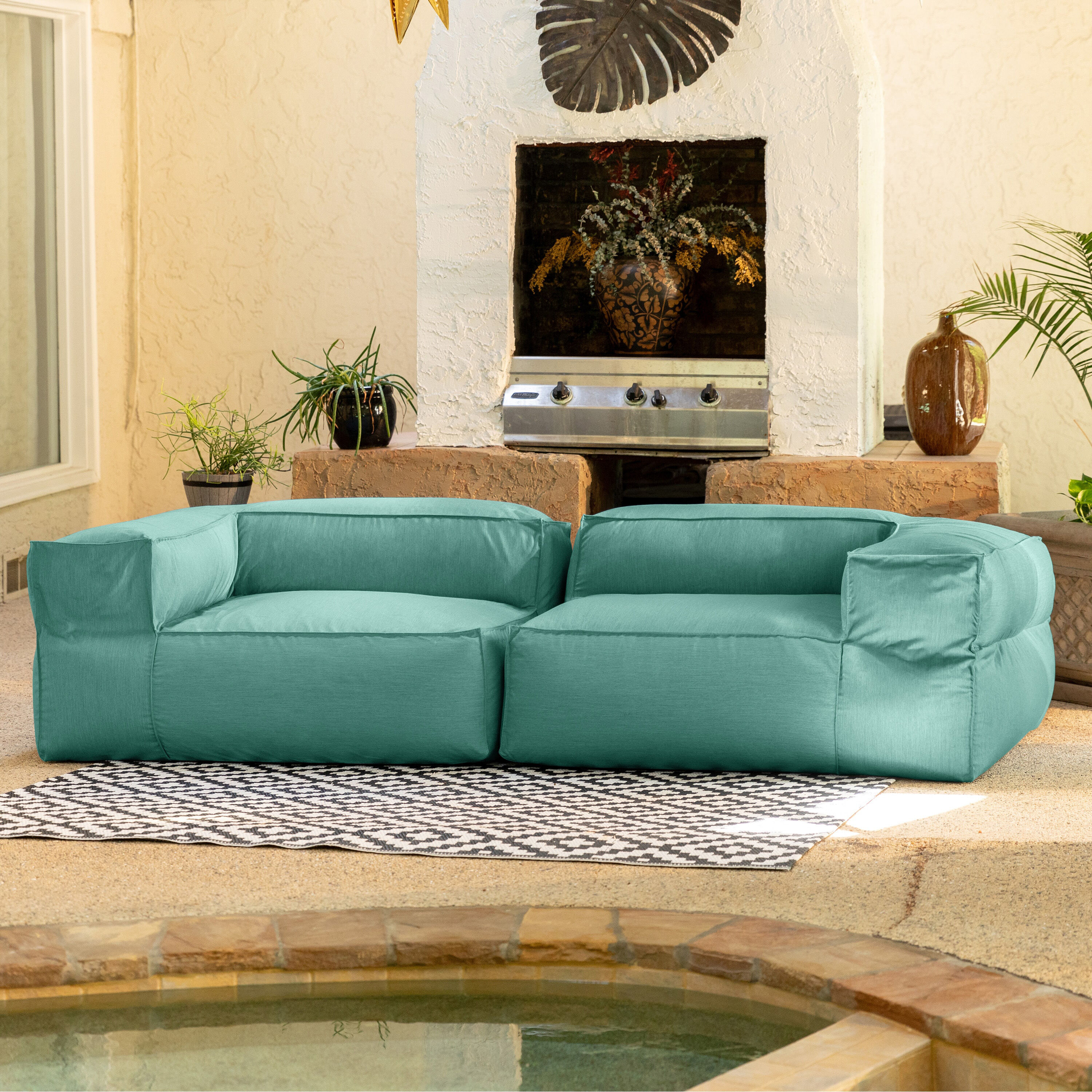 Braylon Sunbrella 2 Piece Modular Outdoor Loveseat image number 2