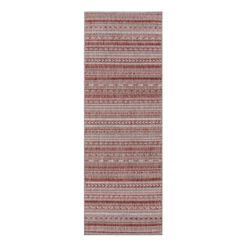 Copper and White Geometric Stripe Lucca Indoor Outdoor Rug