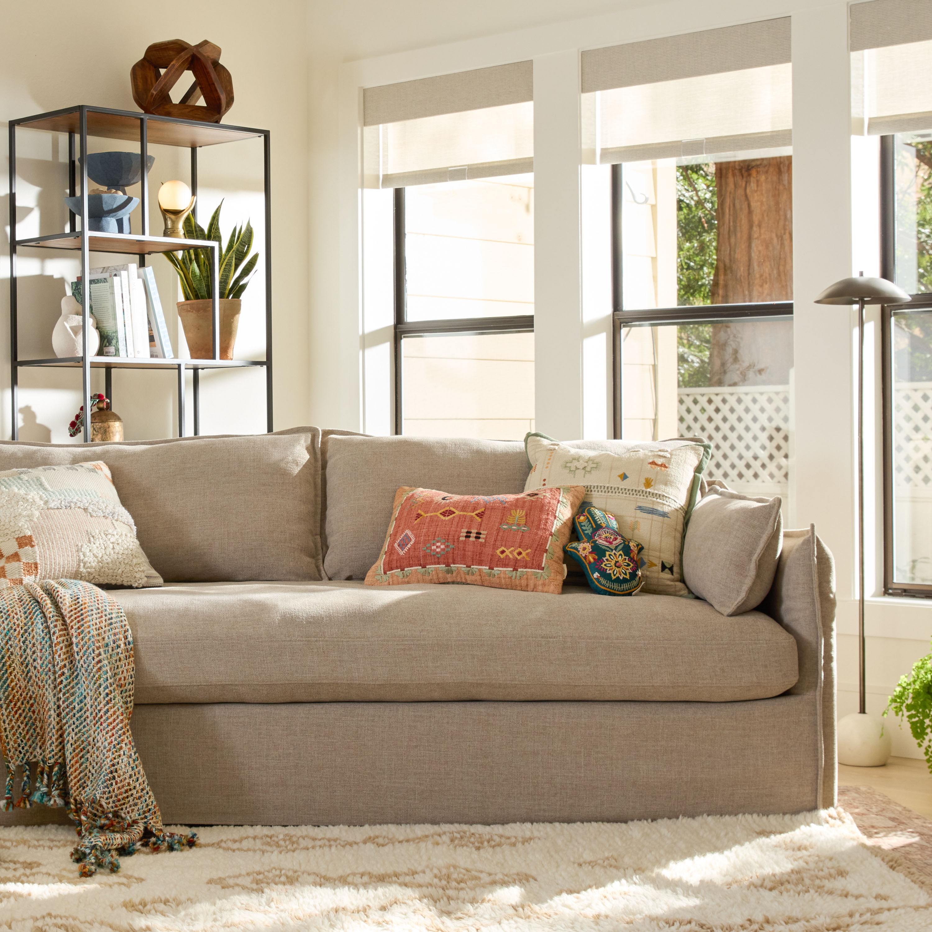 Dark Teal Multicolor Embroidered Hamsa Shaped Throw Pillow image number 1