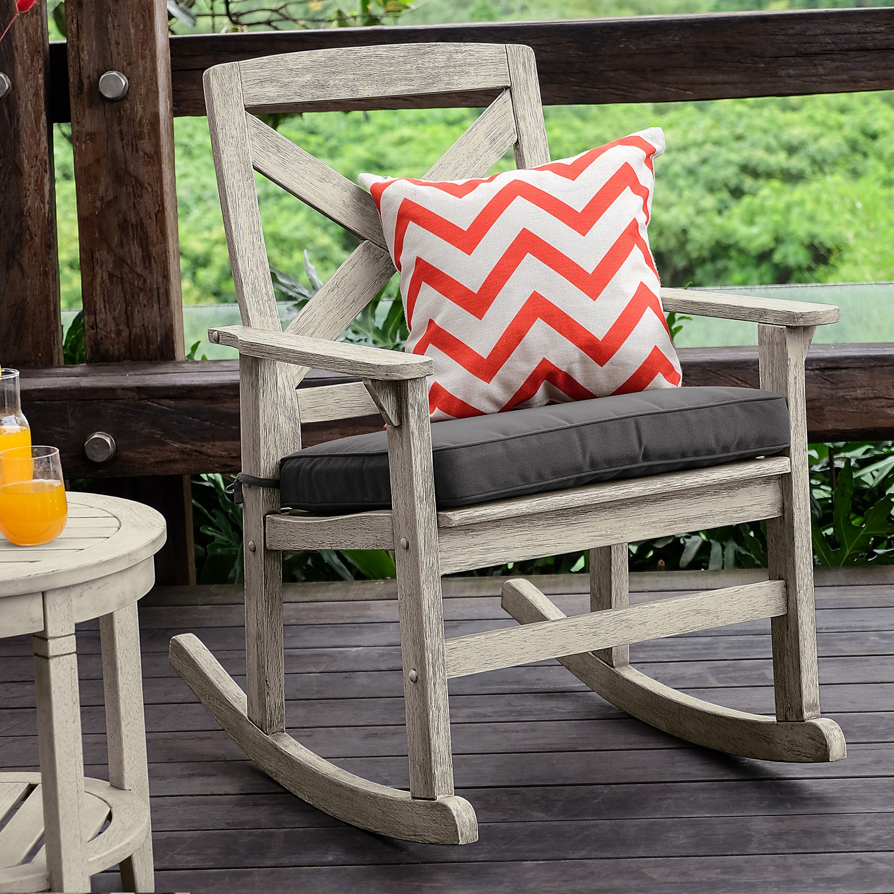 Gray wood rocking chair store
