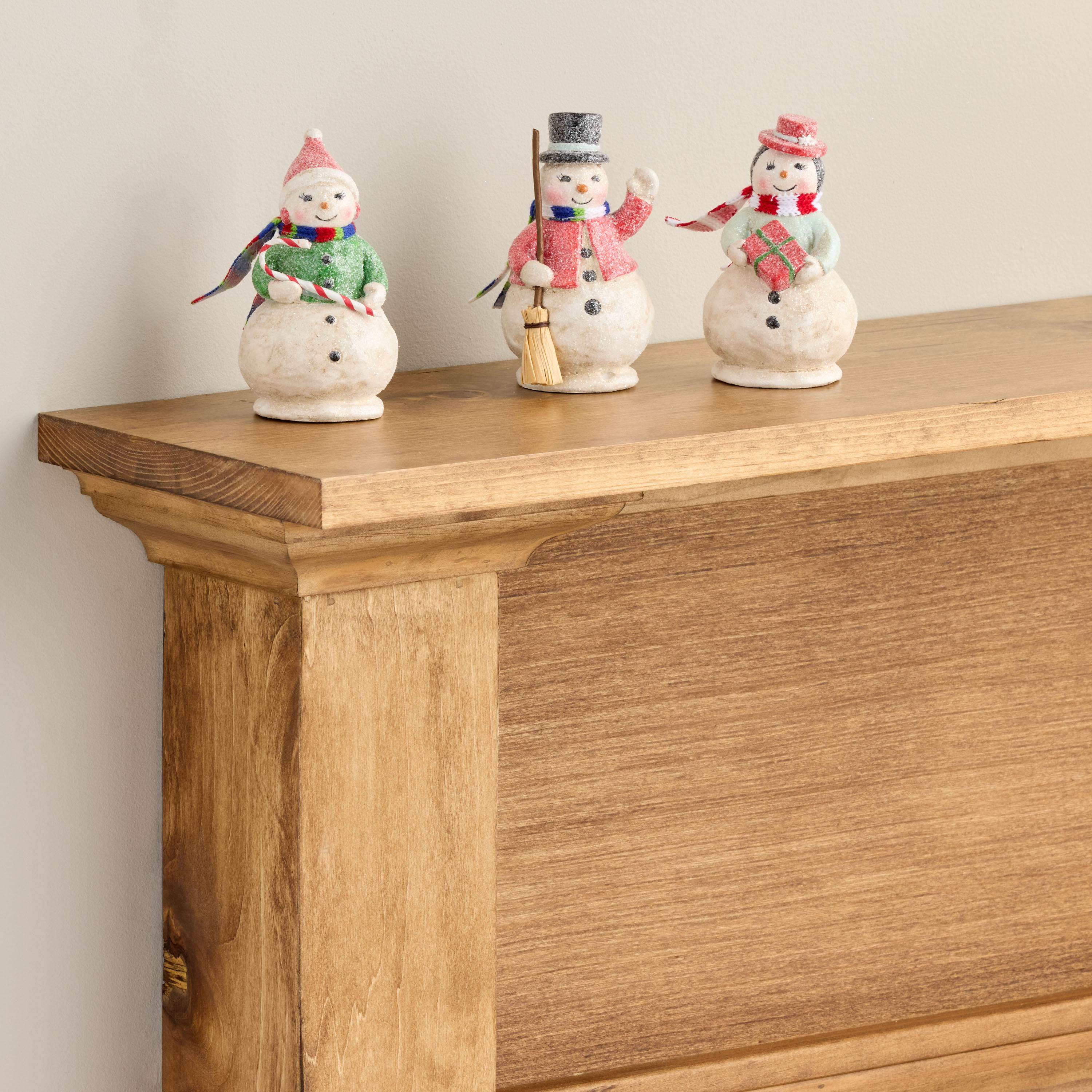 Retro Paper Pulp Snowman with Scarf Decor Set of 3 image number 0